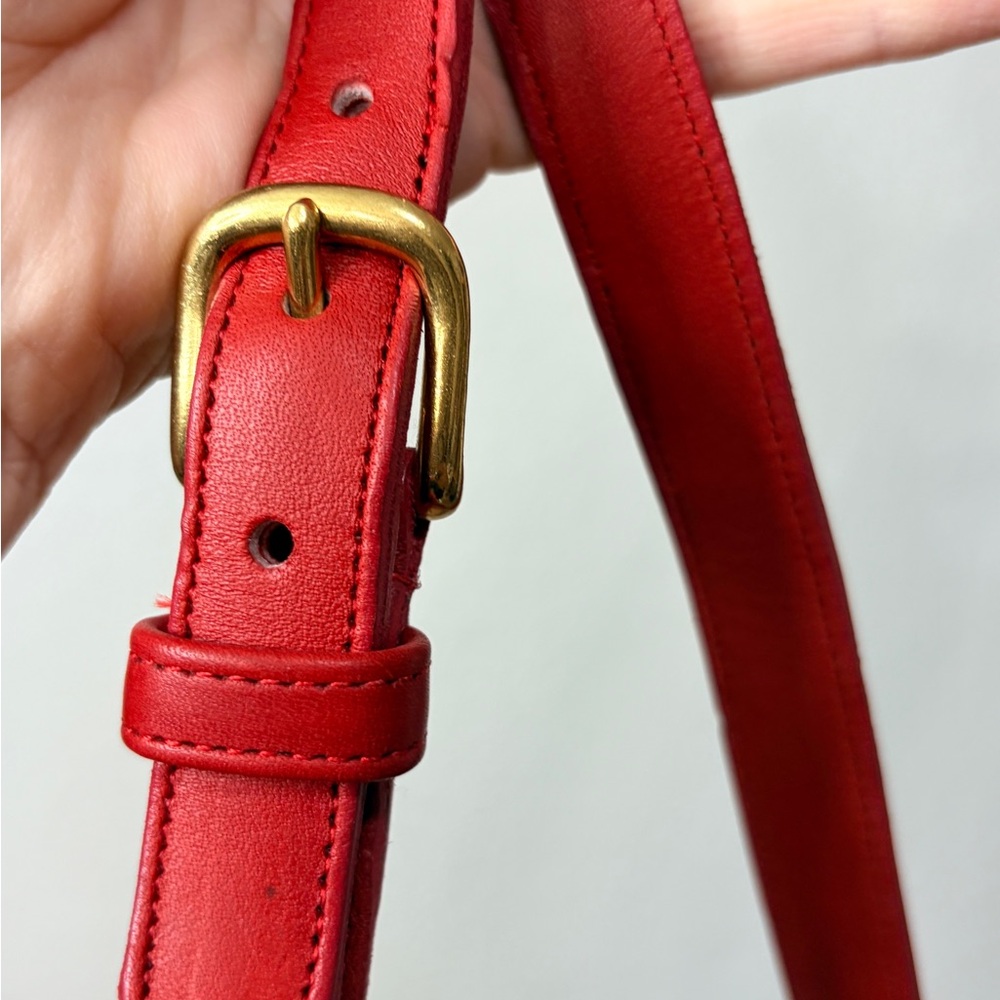 COACH Vintage Red Orange Leather Shoulder Bag Crossbody Large - Like New - Picture 13 of 16